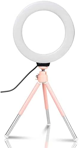 תמונה מיני הוביל סלפי 6 אינץ טבעת אור שולחן העבודה מנורת וידאו עם חצובה לעמוד תקע עבור סטודיו ולוג חי