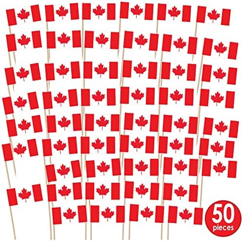 ארה ב וקנדה דגל קיסם צרור-50 קנדה דגל קיסמים 50 ארה ב דגל קיסמים - קנדי ואמריקאי דגל קיסמים עבור עוגות , קוקטייל,
