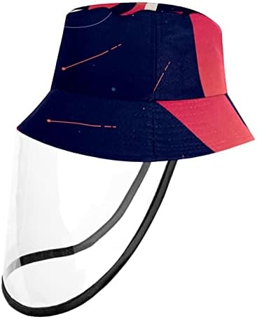 כובע מגן למבוגרים עם מגן פנים, כובע דייג כובע אנטי שמש, שועל קוסמי של בעלי חיים מצוירים