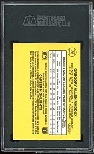 כרטיס טירון של גרג מדדוקס 1987 דונרוס 36 SGC 8 ננומטר MT