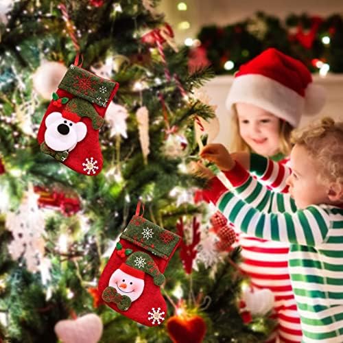 גרבי חג המולד בד שקית גרב חג המולד וגרביים תלויים לחג המולד לקישוט המסיבות וקריקטורה מצוירת עץ סט אדום של חיים ויטראז 'חלון