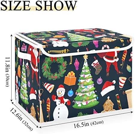 Fuluhuapin חזה קופסת אחסון צעצועים לחג המולד עם מכסה, 16.5 x12.6 x11.8 צעצועים יציבים ארגזים ארגזים סלי סל לילד, ילדה, משתלה,