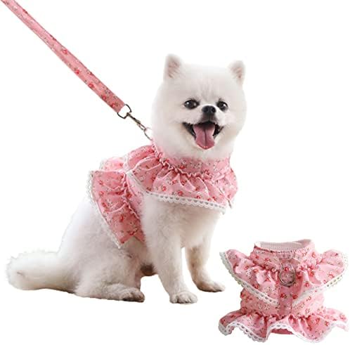 Pumyporeity 2 חבילה של שמלת כלב רתמת רתמת רצועה עם רצועה, רצועת רצועת גור גורים חמודה