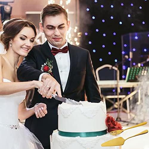 ערכת שרת עוגה, סכין עוגת חתונה וקבוצת שרת זהב עוגת נירוסטה מרית עוגת עוגה מרית למסיבת חתונה עוגת יום הולדת יום הולדת