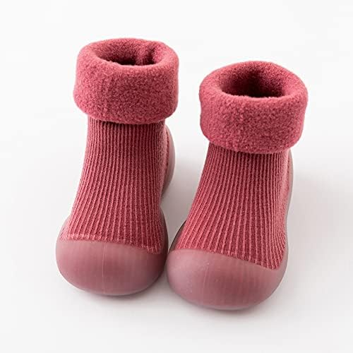 נעלי גרב פעוטות נעלי גומי סוליות רכות כותנה נושמת נעלי הליכה ראשונות נגד החלקה לתינוקות בנות