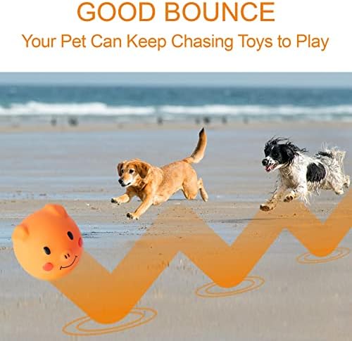 חורק כלב צעצוע כלב חורק צעצועי לעיסת עמיד בקיעת שיניים לטקס גומי רך אינטראקטיבי להביא לשחק כלב כדורי עם מצחיק פיגי פנים עבור