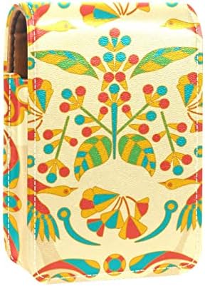 שפתון מקרה עם מראה חמוד נייד איפור תיק קוסמטי פאוץ, מסורתי סיני סגנון דפוס ציפור פרח אביב