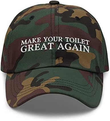 הפוך את האסלה שלך נהדרת שוב כובע אבא - כובע רקום של בדיחת שירותים מצחיקה - מתנה לאינסטלטור