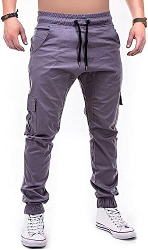 מכנסי טרקלין של Dudubaby Mens Mens מכנסיים מכנסיים סוודים משיכים מכנסיים מזדמנים של מכנסי טיול מכנסיים כותנה