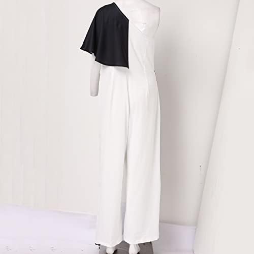טלאי נשים של אילוגו מתנדנד שרוול קצר משופע כתף רזה מכנסיים סרבלים