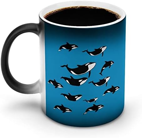 אורקות רוצח לווייתן יצירתי שינוי צבע קרמיקה קפה כוס חום שינוי ספל מצחיק עבור בית משרד