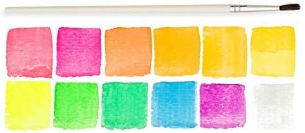 OOLY, Chroma תמזג סט צבע צבעי מים ניאון, חבילת צבעי מים לילדים ומבוגרים יצירתיים, צבעי ניאון בהירים במקרה נייד, ציוד לאמנות