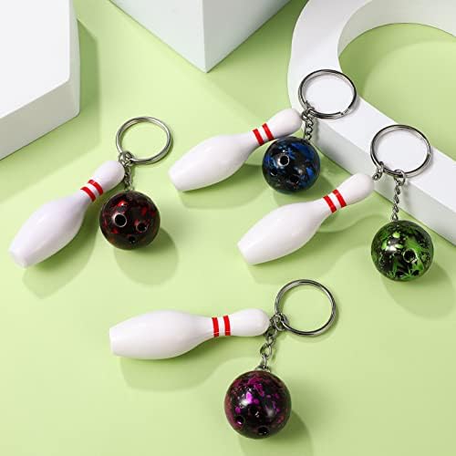 Lioobo 10 pcs מיני באולינג סיכה מחזיקי מפתחות באולינג כדור קסם שרשרת מפתח שרשרת ספורט מפתחות לקבוצה מתנה ספורטאים