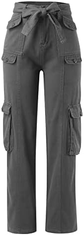 מכנסי הסוואה לנשים מכנסי מטרגות ברגליים ישרות עם כיסים כפתורי חיצוניות מזדמנים מכנסי מטען צבאיים וינטג '