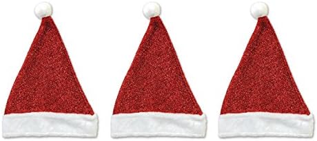 איגר 3 חתיכה מתכתי סנטה קלאוס כובעי מסיבת חג המולד דקור וגינה, אדום / לבן