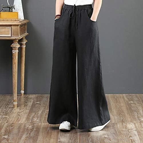 מכנסיים בגודל פלוס מכנסיים מכנסיים גבוהים מוצקים מכנסי אופנה שוטפים רגל צבעונית רחבה של נשים פלוס מכנסיים בגודל