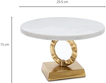 דוכן עוגות כף רגל משיש בעיצוב זהב במבטא של גוטה-צלחת הגשה של פירות קינוח, מתאבן שולחן קינוחים מודרני ואלגנטי בסגנון לבן עגול