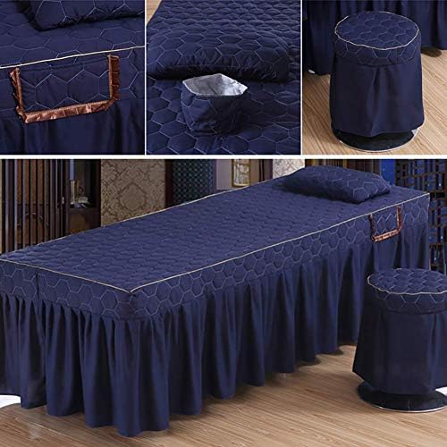 ערכות גיליונות שולחן עיסוי בצבע אחיד של ג ' ואן, חצאית שולחן עיסוי פרימיום סט כיסויי מיטה לסלון עיסוי עם חור מנוחה לפנים - כחול