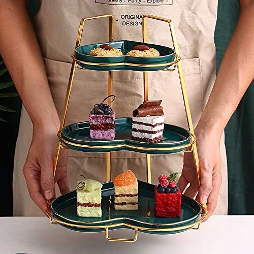 3 קומות קרמיקה עוגת סטנד, להסרה לב בצורת צלחות קינוח דוכן תצוגת מזון הגשת סטנד עבור מסיבת תה, תינוק מקלחת וחתונה