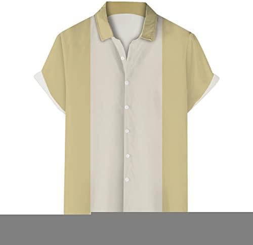Apfopard Mens Summer חולצות מזדמנים 2023 כפתור שרוול קצר דופק מודפס רופף מתאים צווארון טוניקה חולצות טוניקה