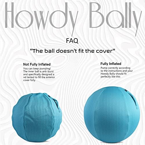 Howdy Bally Ball Ball Ball למשרד הביתי, פילאטיס תרגיל כדור יוגה עם כיסוי לאימוני שיווי משקל, כיסא כדור תרגיל