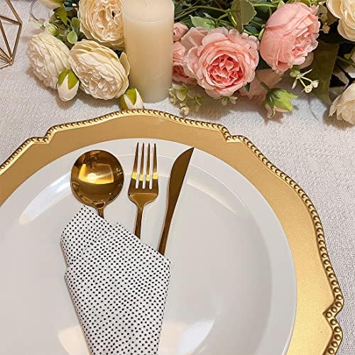צלחות מטען זהב של Umisriro, מטאליות בגודל 13 אינץ 'מסודרות עם מטעני פלסטיק חרוזים לצלחת ארוחת ערב, מטענים דקורטיביים לחתונה,