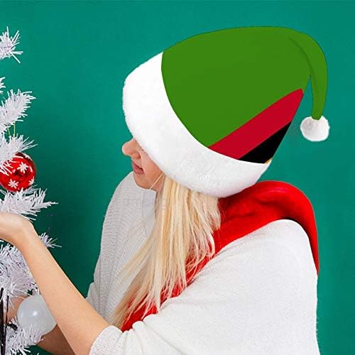 חג המולד סנטה כובע, זמביה דגל חג המולד חג כובע למבוגרים, יוניסקס נוחות חג המולד כובעי לשנה חדשה חגיגי תלבושות חג