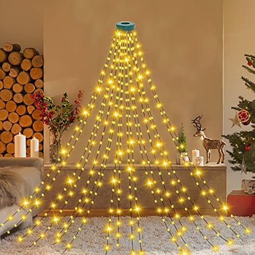 אורות עץ חג המולד עם טבעת, 400 הוביל 6.6 רגל על 16 קווים אורות מחרוזת עץ חג המולד עם 8 מצבים ופונקציית תזמון, אורות