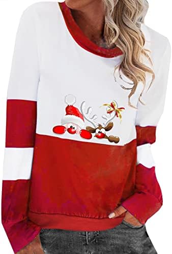 סווטשירטים לחג המולד לנשים שרוול ארוך רופף חטטני איילים חולצות הדפס