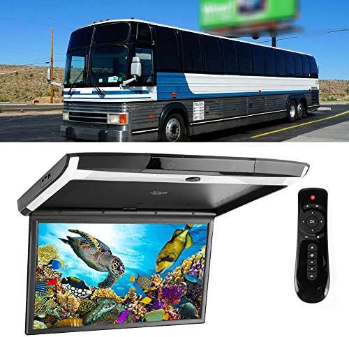 צג רכב שטח תקורה - QIILU 17.3 אינץ 'צג רכבה על גג רכב IPS 1080p הפוך למטה מסך תקורה צג תקרה הר Bluetooth TV WiFi HDMI USB