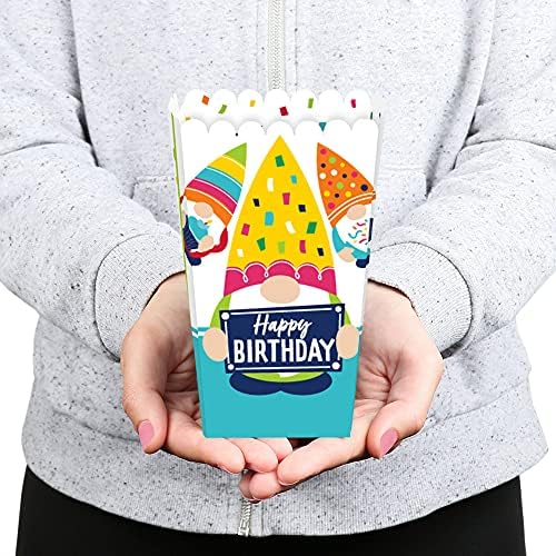 נקודה גדולה של אושר יום הולדת גנום - מסיבת יום הולדת שמח לטובת קופסאות פינוקים פופקורן - סט של 12