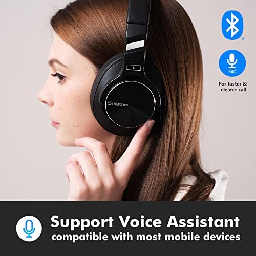 SRHYTHM NC75 PRO מבטל רעש אוזניות Bluetooth v5.0 אלחוטי 40 שעות זמן משחק מעל אוזניות אוזניות עם עמדת אוזניות, מחזיק אוזניות