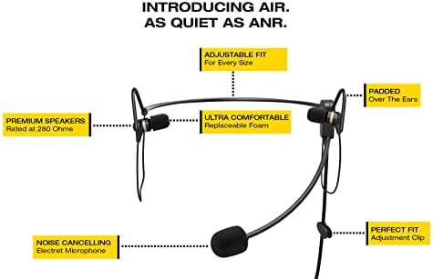 פארו אייר אוזניות תעופה אוזניות טייס פרימיום - השווה עם ClarityAloft, שחור