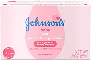 בר סבון לתינוקות של ג'ונסון, עדין לאמבטיה ותינוקות לטיפול בעור, היפואלרגני ורופא עור נבדק, נטול פרבן, נטול פתלט,