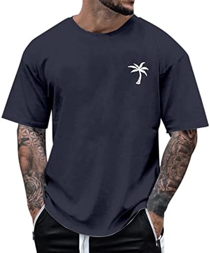 חולצות טריקו שרוול קצר של ZDDO לגברים קיץ הדפסת עץ הוואי צוות צוואר צוואר טי צמרות אתלט ספורט ספורטיבי חוף מזדמן