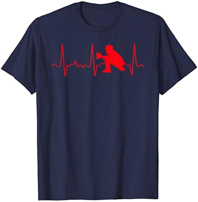 חולצת לוכד בייסבול - פעימות לב בייסבול אדומות