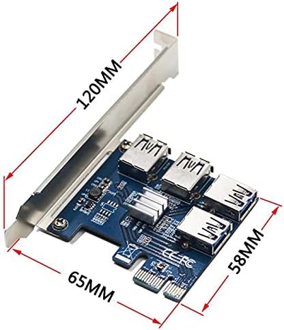 מחברים PCI-E Riser 009S פלוס PCI-E 1 פונה 4 1x עד 16X מתאם חריץ כרטיס Riser 60 סמ USB ​​3.0 כבל אדום 6 פינט כוח