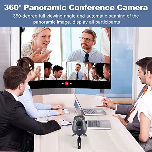 מצלמת ועידת וידאו מונוטקו, 1080 פני 360 מצלמת אינטרנט 8 מיקרופונים,2 מצבי וידאו, מצלמת קול/פנים/דמות מצלמת חדר ישיבות