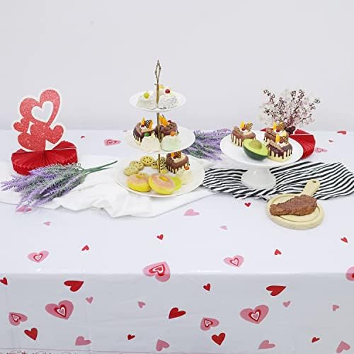 פנדקור ורוד ואדום לבבות ולנטיין מפת שולחן פלסטיק, 51 איקס 107 כיסוי שולחן ליום האהבה
