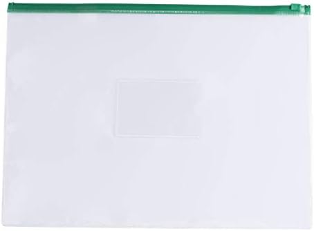 חבילה של 12 א3 שקיות רוכסן שקופות עם רוכסן ירוק