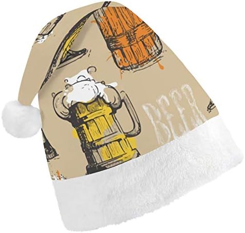 חג המולד סנטה כובע, רטרו בירה חג המולד חג כובע למבוגרים, יוניסקס נוחות חג המולד כובעי לשנה חדשה חגיגי תלבושות חג מסיבת