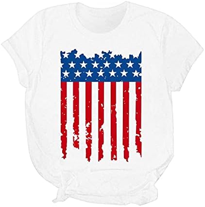 חולצות פטריוטיות לנשים חולצת טריקו דגל אמריקאית צמרות קיץ מזדמנים טיז שרוול קצר פטריוטי נוח חולצה רופפת צמרות טוניקה