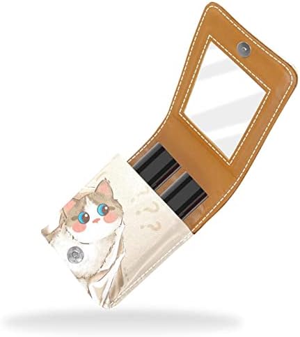 מיני איפור תיק עם מראה, מצמד ארנק מעוור שפתון מקרה, קריקטורה יפה בעלי החיים חתול