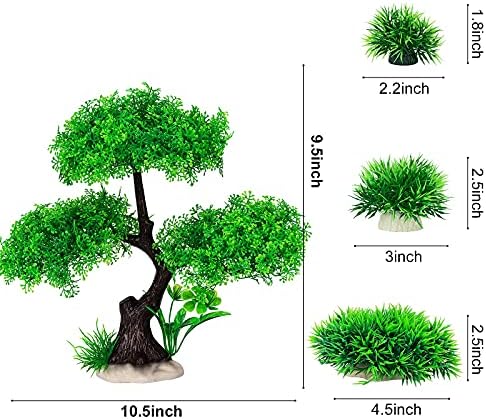 COUSDUOBE 10 PCS צמחי אקווריום מלאכותיים פלסטיק מלאכותי גודל עץ גדול/9.5 אינץ