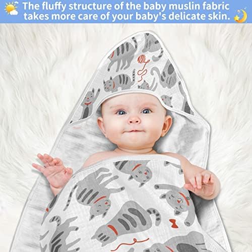 VVFELIXL מגבת ברדס עם מגבת אפור אפור משחקת מגבות תינוקות סופגות מגבות רחצה רכות כותנה לתינוק, פעוט 30x30in חתלתול