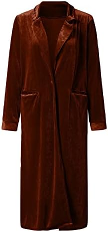 Cokuera נשים אופנה קטיפה שרוול ארוך קרדיגנים סיבתית פתוחה של צווארון דש קדמי בכיס של מעילי מעילים ארוכים בלייזרים