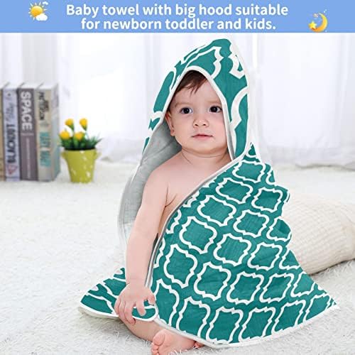 Vvfelixl מגבת רחצה לתינוק, דפוס Quatrefoil מגבות תינוקות גיאומטריות, מגבות פעוטות סופגות לתינוק, מגבת רחצה רכה
