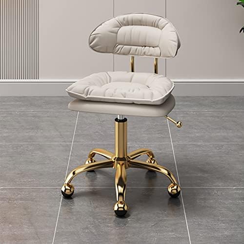 LWBLJX בר מתגלגל כיסא מסתובב סלון יופי עם גלגלי אדמה, שכבה כפולה משענת מושב עור נאפה, 48-65 סמ מתכווננת