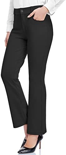 מכנסי שמלת נשים של Hiskykywin מכנסיים משרדים משרדים מכנסיים עסקיים נוחים מכנסי גולף יוגה עם כיסים