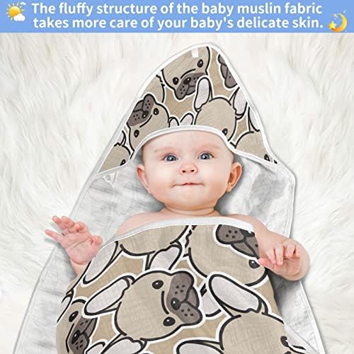 VVFELIXL מגבת עם ברדס תינוקת בולדוג צרפתי פוג סופג מגבות לתינוקות כותנה מגבת רחצה רכה לתינוק, פעוט 30x30IN גור חום